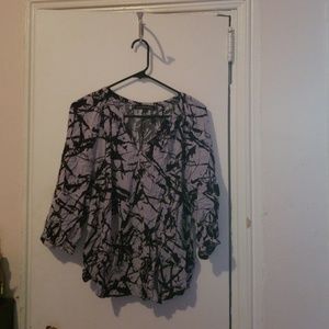 Lightweight Black and Gray 3/4 Sleeve Blouse 1x